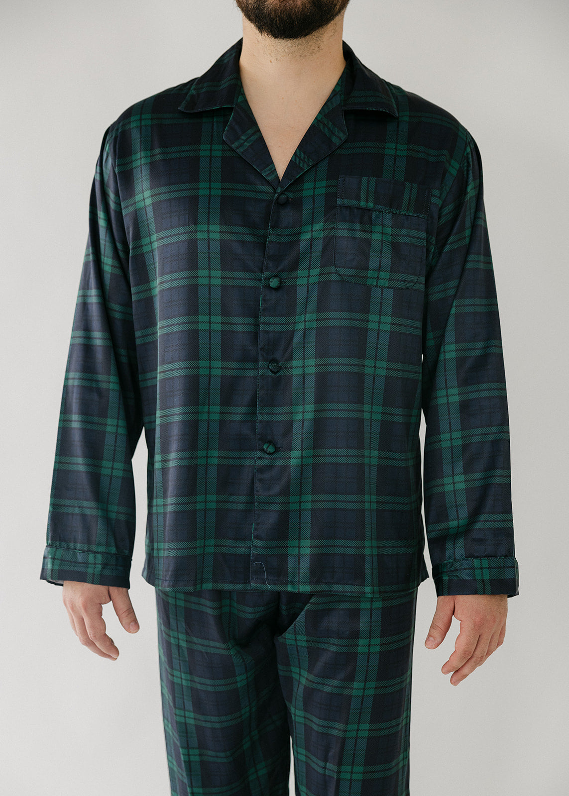 Men's Navy Green Holiday Christmas Plaid Pajamas – BON VIVIANN